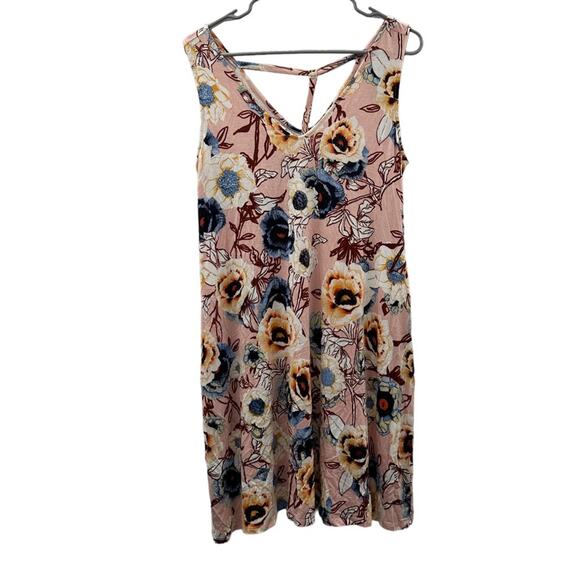 Maurices Pink Multicolor Floral Print Sleeveless Strappy Back Shift Mini Dress M - Picture 1 of 9